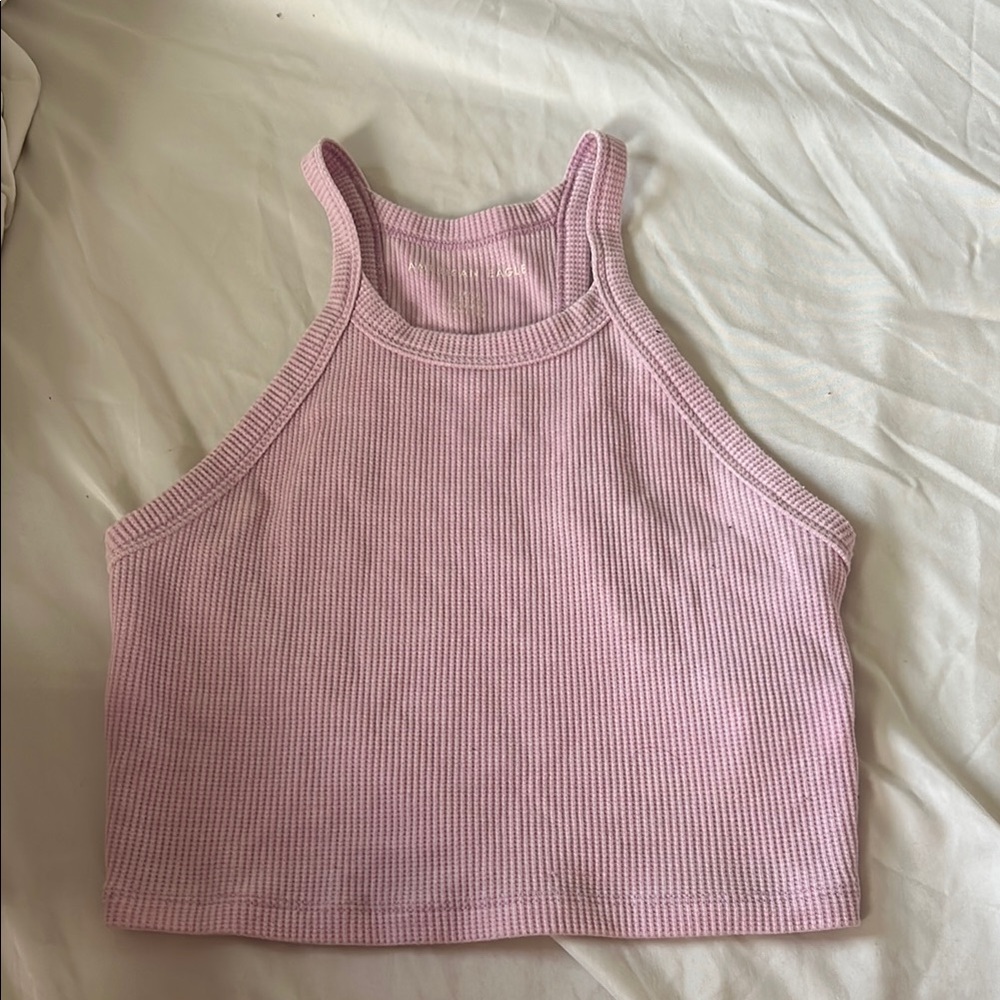 Pink Ribbed Crop Top